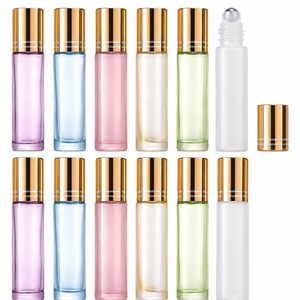 Portable Clear/Green/Amber/Blue Glass <b>Bottles</b> Aluminum Cap Stainless Steel Pump Sprayer 3ml <b>10ml</b> Roll <b>Bottle</b> Essential - Product Image 1