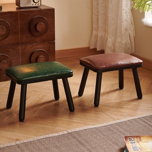 Taburete Pequeño de Madera Maciza con Diseño <span class=keywords><strong>Retro</strong></span> y Nostálgico, con Patas de Madera Maciza para Sala de Estar, Uso Doméstico y <span class=keywords><strong>Alquiler</strong></span> - Product Image 4