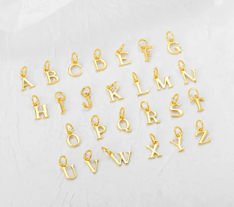 S925 sterling silver alphabet letter pendants Initial Letter charms for bracelet