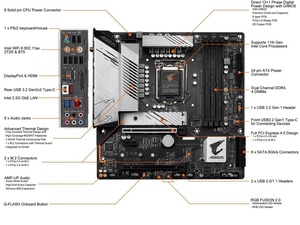 เมนบอร์ด B560M AORUS Pro WIFI Micro-ATX DDR4 LGA 1200เมนบอร์ด128GB SATA Intel Core refurbished - Product Image 4