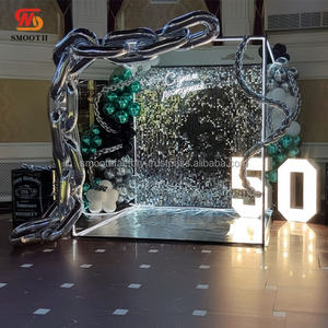 LEDA, cadre photo moderne personnalisé avec bande lumineuse LED, support carré en métal, arche de fond pour fête d'anniversaire, mariage, événements - Product Image 2