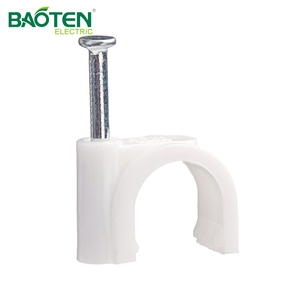 BAOTENG Round Electrical Wire Cord Plastic Circle Pvc Magnetic Cable Clip Free Sample Cable Clamps Plastic Flat Nail Clip 5 Bags