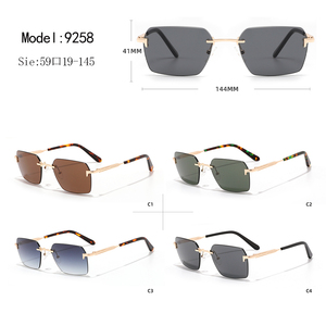 Rimless Rectangle <b>Sunglasses</b> Custom Logo Comfortable Black Lenses UV400 Protection Unisex Adult Style - Product Image 3