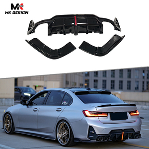 Diffusore labbro paraurti posteriore stile PP per <span class=keywords><strong>BMW</strong></span> <span class=keywords><strong>3</strong></span> <span class=keywords><strong>serie</strong></span> G20 G28 LCI 2023 + diffusore posteriore nero lucido ABS splitter laterali alette - Product Image 1