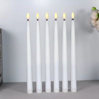 Bougies coniques LED électriques sans flamme en gros, couleur ivoire, à piles, effet vacillant en cire véritable, pour Noël, anniversaires et fêtes