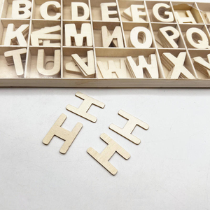 Juego de Letras del Alfabeto de Madera sin Acabado, 26 Letras, Rodajas de Madera con Bandeja de Almacenamiento para Manualidades, Educación Infantil, Decoración, OEM - Product Image 5