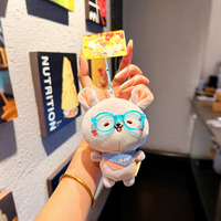 En gros, Pendentifs porte-clés en peluche créatifs et mignons, en forme d'animaux avec lunettes, décoratifs, cadeau