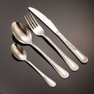 Juego de cubiertos de acero inoxidable con diseño estampado para hoteles y restaurantes - Product Image 1