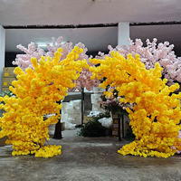 Décoration de fond moderne, fleurs artificielles roses et blanches pour mariage, arche de fleurs artificielles en cerisier