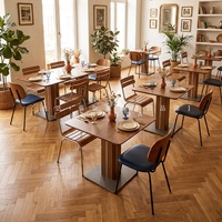 Ensemble table et chaises minimalistes en noyer, forme simple, pour pâtisseries et restaurants occidentaux