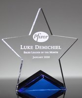 Plaques de prix étoile en cristal acrylique Rising Blue Star Recognition Award Personnalisé Personnalisé Lucite Achievement Traophy Gift