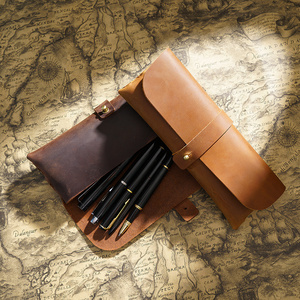 <span class=keywords><strong>Astuccio</strong></span> in pelle di vacchetta Vintage <span class=keywords><strong>astuccio</strong></span> semplice scuola per studenti stazionario grande capacità da <span class=keywords><strong>uomo</strong></span> penne regalo borsa grande come regalo - Product Image 2