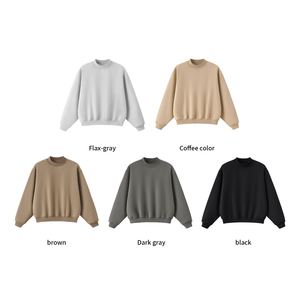 Wholesale Custom Logo 350G <strong>Fleece</strong> Lined Crew Neck Sweatshirt <strong>Men</strong> Short Wide Patch Pocket Pullover Cotton Blend - Product Image 5