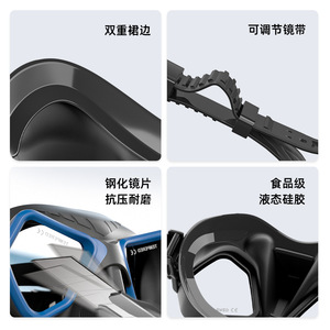 Masque de plongée à double lentille, verre trempé de 4,0 mm, étanche, anti-buée, plongée en apnée pour adultes, sports nautiques - Product Image 4