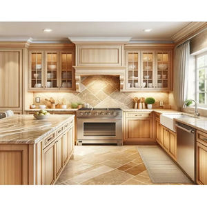 משלוח מהיר עיצוב מותאם אישית rta ארונות אחסון רהיטים להגדיר מייפל כפרי עץ מוצק ארון מטבח עץ מלא - Product Image 2