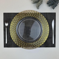 Düğünler İçin Plastik Şarj Tabağı Altın Kaplama 33cm Modern