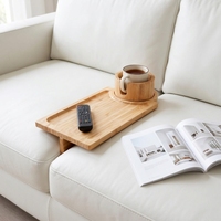 Nieuwe bamboe sofa caddy, Europees design, ovale vorm, makkelijk schoon te maken, dienblad voor snacks en ontbijt in de woonkamer, opbergblad voor fruit tussen de banken.