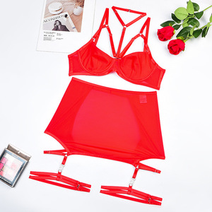 Sexy Underwear Set Women High Waist Fish Scale Pattern Mesh Coiled Steel Ring Comfort Performance Bras Wearable Fabric - Product Image 6