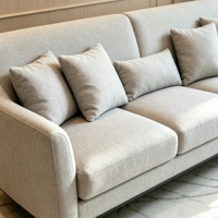 Ensemble de canapés modulaires en tissu gris clair moderne, canapé-lit en forme de L avec rembourrage en éponge, 3+2+1 places, meubles de salon pour appartement
