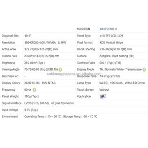 Nuevo Original G101STN01.0 Resolución de 10,1 pulgadas 1024*600 Pantalla de panel LCD - Product Image 3