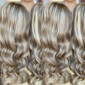 Peluca de Cabello Humano Europeo Virgen con Frente de Encaje, Ondas Largas, Reflejos Rubios, 150% de Densidad, Transparente, sin Pegamento, para Mujeres Blancas - Product Image 6