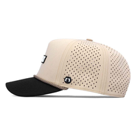 Casquette de golf imperméable à 5 panneaux, perforée au laser, respirante, réglable, avec patch en caoutchouc bicolore, 100 % polyester, unisexe, pour toutes les saisons