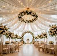 Installation artistique éolienne : Rideau transparent arc-en-ciel en tissu, décoration suspendue pour événements extérieurs, toile de fond pour mariages et fêtes, décoration de plafond nuage