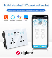 Prise murale intelligente WiFi OCY avec USB Type C, double prise UK10A pour contrôle à distance mobile, interrupteur Tuya Smart Life