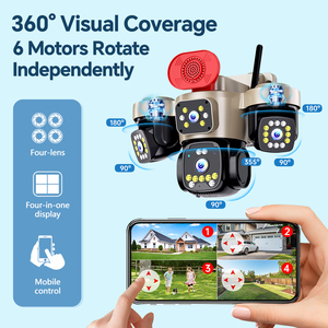 Cámara CCTV Solar 4G de 16MP Directo de Fábrica, 4 Lentes, 6 Motores, 3 Cámaras PTZ, Sistema de Vigilancia Exterior Resistente a la Intemperie para Uso Comercial - Product Image 1