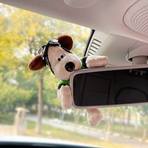 Ornement de rétroviseur en peluche sur le thème du chien, décoration de voiture en tissu de dessin animé, accessoire d'intérieur pour femmes - Product Image 3