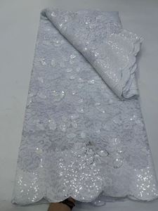 Tissu en dentelle française de haute qualité, maille brodée de sequins, pour robe de mariée, dentelle transparente, robe Ghana, tenue de soirée pour <span class=keywords><strong>femme</strong></span> - Product Image 4
