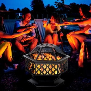 Braciere Portatile Senza Fumo da 22 Pollici, Cesto per Fuoco in Metallo a Legna con Pala per Campeggio - Product Image 3