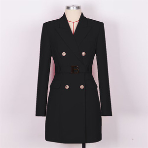 Giacca da <span class=keywords><strong>Donna</strong></span> Professionale in Stile Francese Primaverile con Vita Sottolineata, Modello Doppio Petto a Maniche Lunghe con Cintura - Product Image 6