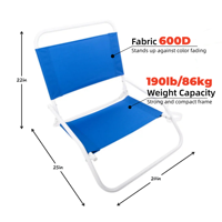 Chaise de plage portable en acier confortable à profil bas, pliable en fer pour le camping, la pêche, le pique-nique, le parc, l'extérieur, en polyester