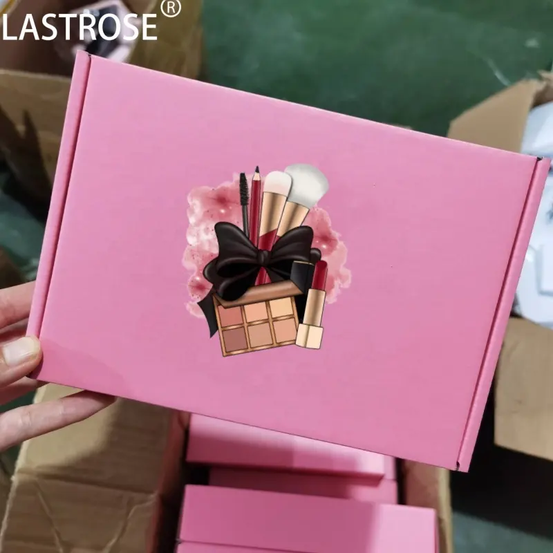 Низкий минимальный объем упаковки, гофрированный перерабатываемый картон, розовая подарочная упаковочная коробка, бумажные почтовые коробки для доставки для малого бизнеса