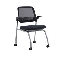 Chaise de bureau confortable et respirante en maille avec accoudoirs, pivotante et à roulettes, idéale pour les réunions, l'enseignement et les étudiants