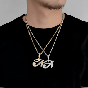 Pendentifs Œil d'Horus personnalisés en Moissanite VVS sertie de griffes, en Argent 925 plaqué or véritable, breloques glacées, certifiés GRA, testeur de diamant, B2B - Product Image 3