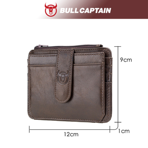 BULLCAPTAIN Cartera de Cuero Genuino con Bloqueo RFID, Mini Tarjetero con Cremallera, Billetera Delgada para Tarjetas de Crédito e Identificación, Monedero para Oficina - Product Image 5