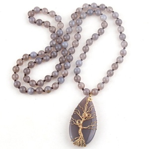 <span class=keywords><strong>Pietre</strong></span> di agata naturale della banda dei gioielli della boemia di modo annodate con il regalo all'ingrosso della <span class=keywords><strong>collana</strong></span> di Boho delle donne del pendente di pietra - Product Image 1
