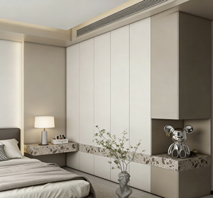 BALOM Minimalist Grey & <b>White</b> Built-in Closet - LED Lights & Open <b>Shelf</b>, Spacious Bedroom Storage <b>for</b> Home Interior - Product Image 6