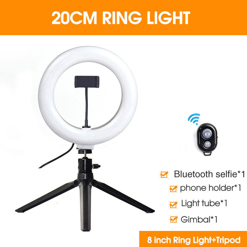 Lumière droite + trépied + Selfie 8 pouces