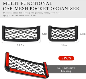 2 Organizadores de Asiento Trasero de Coche ABS con Más de 12 Compartimentos, Modelo Tenghui <span class=keywords><strong>SJ</strong></span>, Bolsa de Almacenamiento de Malla con Cinta Adhesiva de Doble Cara - Product Image 3