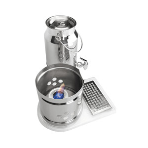 Dispenser per latte in acciaio inox con rubinetto e base per servire bevande - Product Image 3