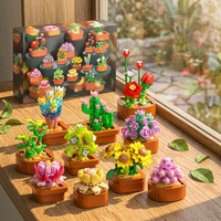 Set de Bloques de Construcción de Suculentas 9 en 1, Colección Botánica Artificial DIY, Ladrillos de Flores en Maceta, Juguete Decorativo para el Hogar, Venta al por Mayor