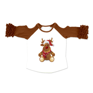 Milk Silk Girls Summer Cold Shoulder Ruffle Long Sleeve Raglan Tee <b>Kids</b> Casual Knitted Print T-Shirt - Product Image 4