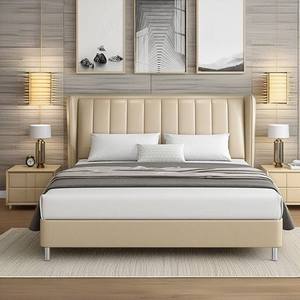 Ensemble de meubles de chambre à coucher de luxe Lit King Size moderne rembourré en cuir à cadre en bois - Product Image 6