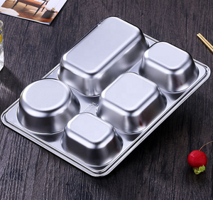 304 Thép Không Gỉ 5 Ngăn Phần (4 Hình Chữ Nhật + 1 Vòng) Hình Chữ Nhật Bữa Ăn Tối Chia Tấm Thali Cho Nhà Hàng - Product Image 4