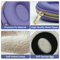 Étui de voyage rond en cuir PU grain litchi avec fermeture éclair, pochette de rangement portable, boîte d'emballage protectrice pour une seule montre-bracelet