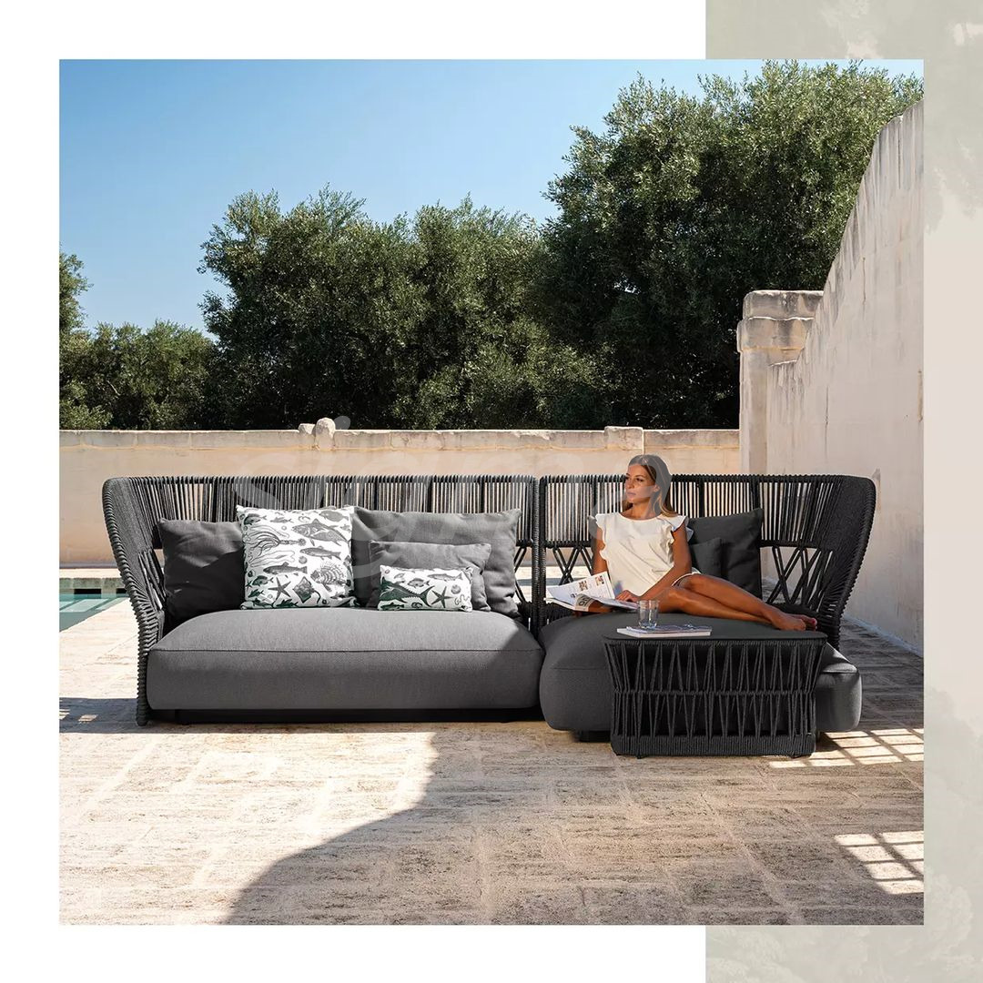 Patio outdoor garden furniture sofa set all weather metal aluminum rope sofa couch