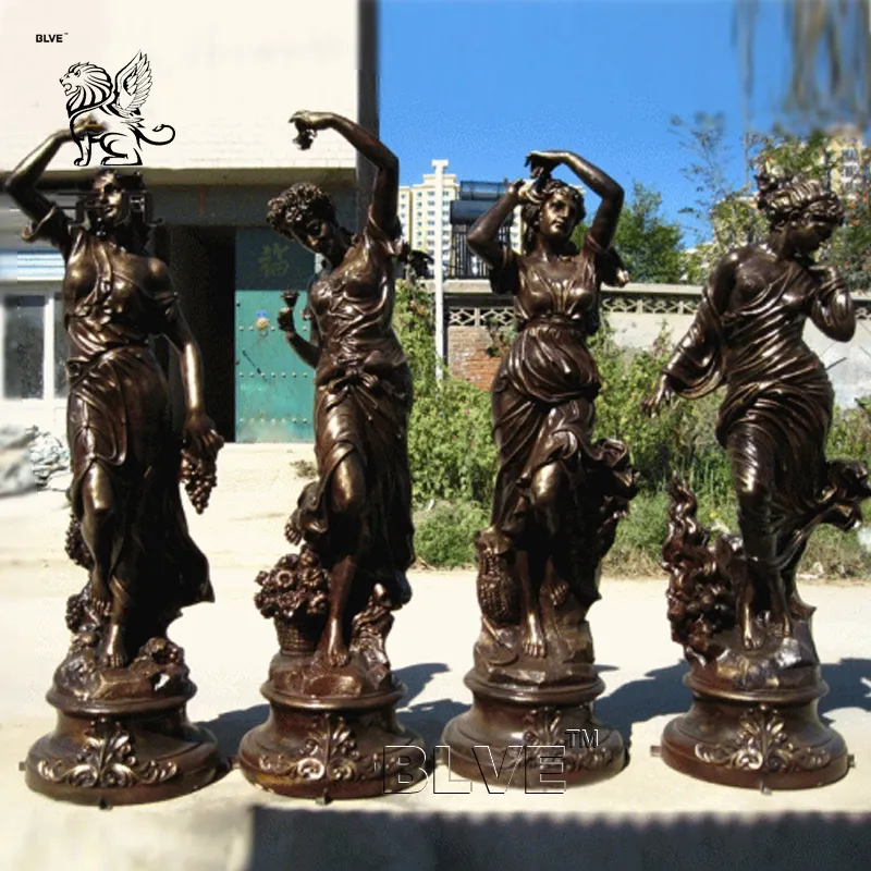 BLVE Decorativa Outdoor Vida Tamanho Deusa Grega Bronze Quatro Estações Estátuas Escultura De Cobre Jardim Metal Estátua Feminina